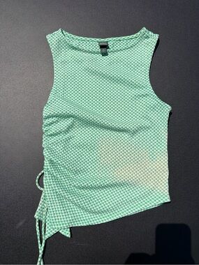 Mint Green Sleeveless Ruched Tank Top